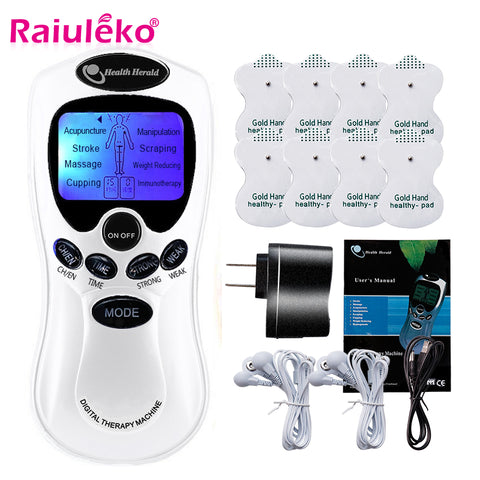 8 Modes Tens Machine Dual Output 8 Electrode Pads for Pain Relief Pulse Massage EMS Muscle Stimulation